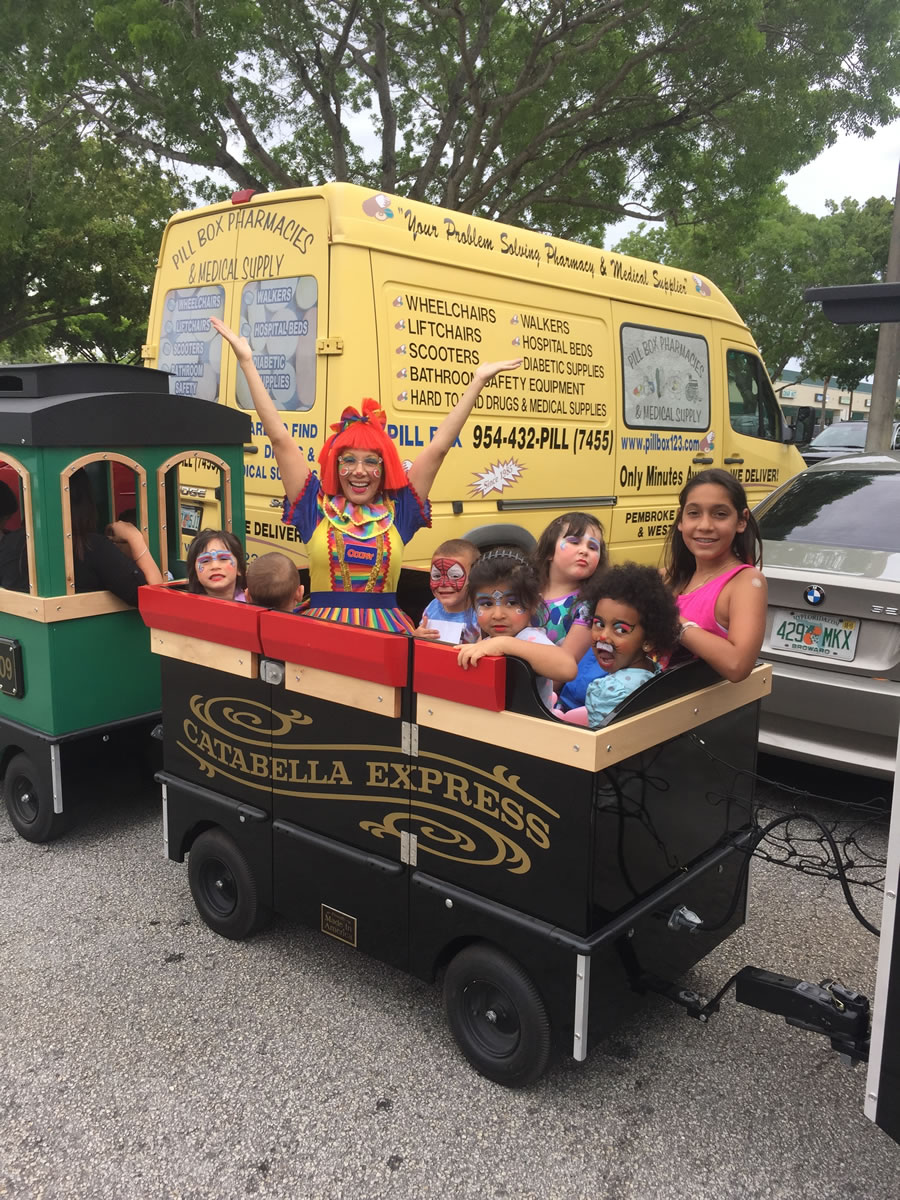 Train ride at an outdoor party